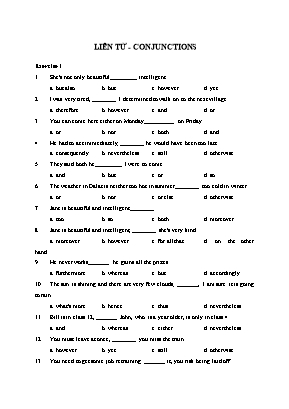 Bài tập Tiếng Anh Lớp 11 Liên từ - Conjunctions